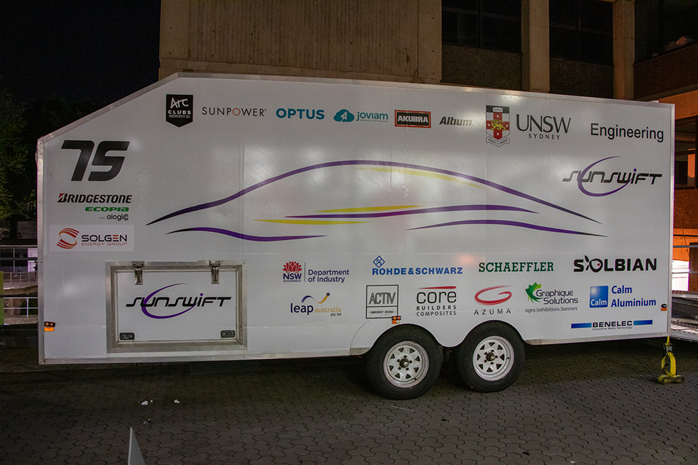 Image of Sunswift Trailer for the solar car VIolet (Sep 2019)